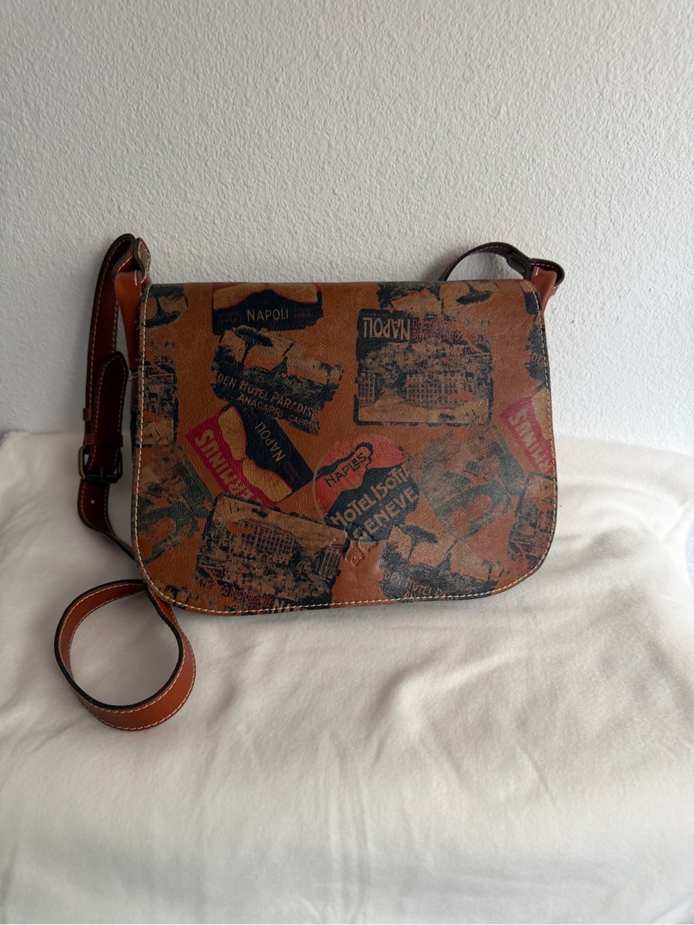 Patricia Nash Vintage Travel Stamp Saddle Bag - Picture 2 of 9